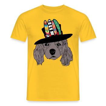 Tête de chien Chien Hippie Freak Chien Amoureux des chiens - T-shirt homme - jaune - Devant - AI Model Male 178 dark (178cm)