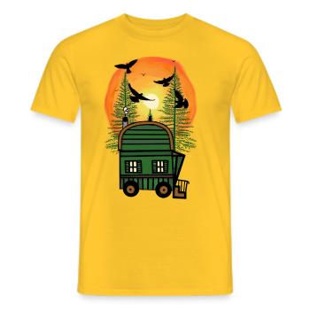 Bauwagen Naturfreund Freak Öko Haus Hütte wohnen - T-shirt homme - jaune - Devant - AI Model Male 178 dark (178cm)