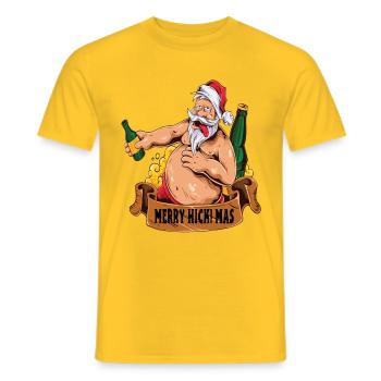 Merry Hick Mas lustiges Weihnachts Outfit - Männer T-Shirt - Gelb - Vorne - AI Model Male 178 dark (178cm)