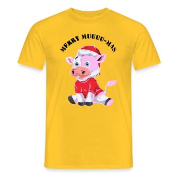 Merry Muuu Mas Outfit - Männer T-Shirt - Gelb - Vorne - AI Model Male 178 dark (178cm)