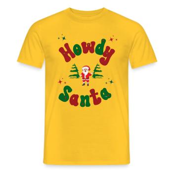 Howdy Santa Christmas Outfit - Men's T-Shirt - yellow - Front - AI Model Male 178 dark (178cm)