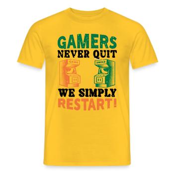 Gamers never quit - Männer T-Shirt - Gelb - Vorne - AI Model Male 178 dark (178cm)