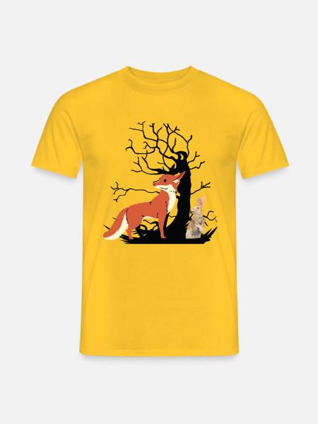 Wildtiere Waldtiere Fuchs Hase Kaninchen Jagt - Männer T-Shirt - Gelb