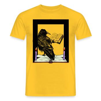 Raven Book Books Scholarly Learning Studying University - Men's T-Shirt - yellow - Front - AI Model Male 178 dark (178cm)