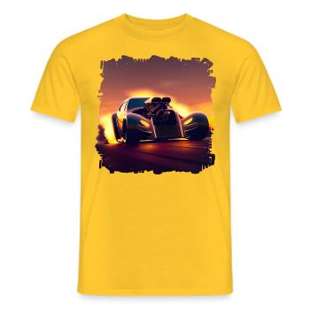 Il y a des championnats de courses de dragsters - T-shirt homme - jaune - Devant - AI Model Male 178 dark (178cm)