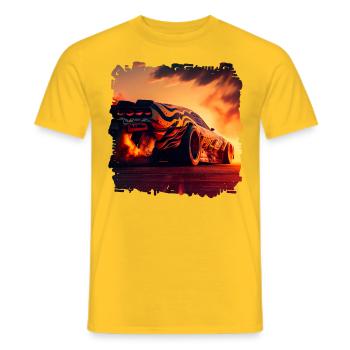 La course d’accélération est un sport automobile - T-shirt homme - jaune - Devant - AI Model Male 178 dark (178cm)