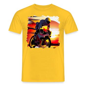 Motorcycle racing is an exciting motorsport - Men's T-Shirt - yellow - Front - AI Model Male 178 dark (178cm)
