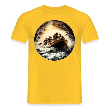 Rafting is a great team sport - Men's T-Shirt - yellow - Front - AI Model Male 178 dark (178cm)