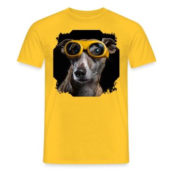 Chien avec des lunettes - T-shirt homme - jaune - Devant - AI Model Male 178 dark (178cm)