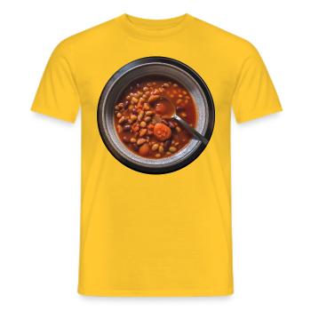 Energy transition? Eating beans for gas production - Men's T-Shirt - yellow - Front - AI Model Male 178 dark (178cm)