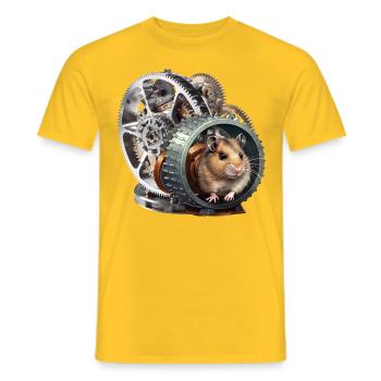 Hamster generates renewable energy - Men's T-Shirt - yellow - Front - AI Model Male 178 dark (178cm)