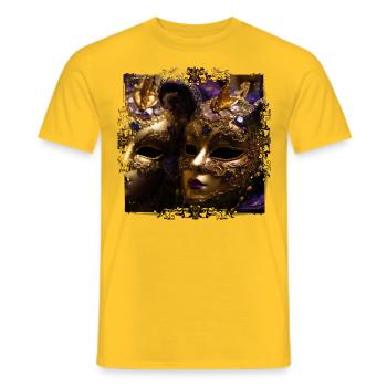 Venezianische Masken sind Weltweit bekannt - Männer T-Shirt - Gelb - Vorne - AI Model Male 178 dark (178cm)