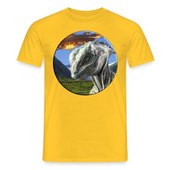 Gibt es fliegende Untertassen und Alien? - Männer T-Shirt - Gelb - Vorne - AI Model Male 178 dark (178cm)