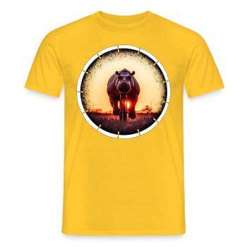 Ein Nilpferd auf dem Fahrrad - Männer T-Shirt - Gelb - Vorne - AI Model Male 178 dark (178cm)