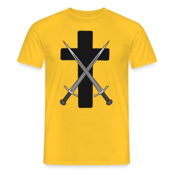 Dark Cross Médiéval Épées Guerrier Combattant - T-shirt homme - jaune - Devant - AI Model Male 178 dark (178cm)