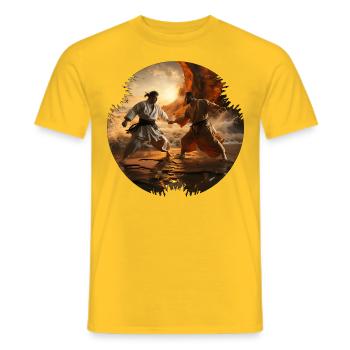Karatekämpfer sind körperlich fit - Männer T-Shirt - Gelb - Vorne - AI Model Male 178 dark (178cm)