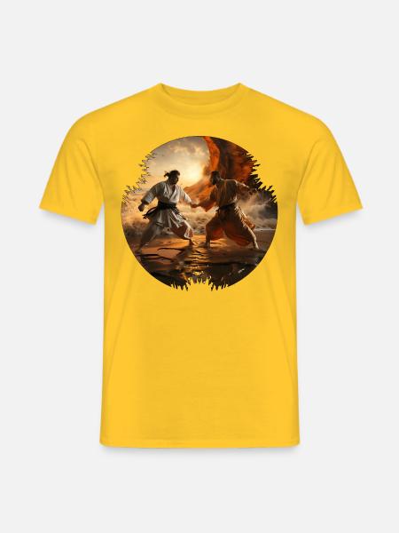 Karate fighters are physically fit - Men's T-Shirt - yellow