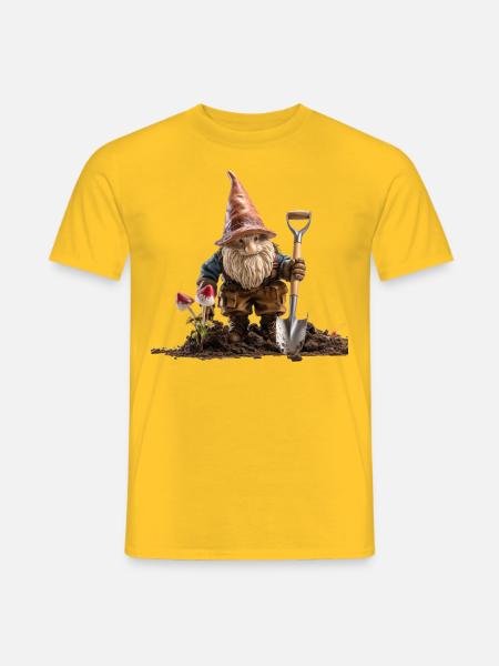 Humor im Garten mit Gartenzwerge - Männer T-Shirt - Gelb