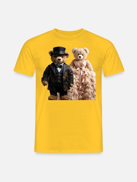 Two teddy bears newly married - Men's T-Shirt - yellow