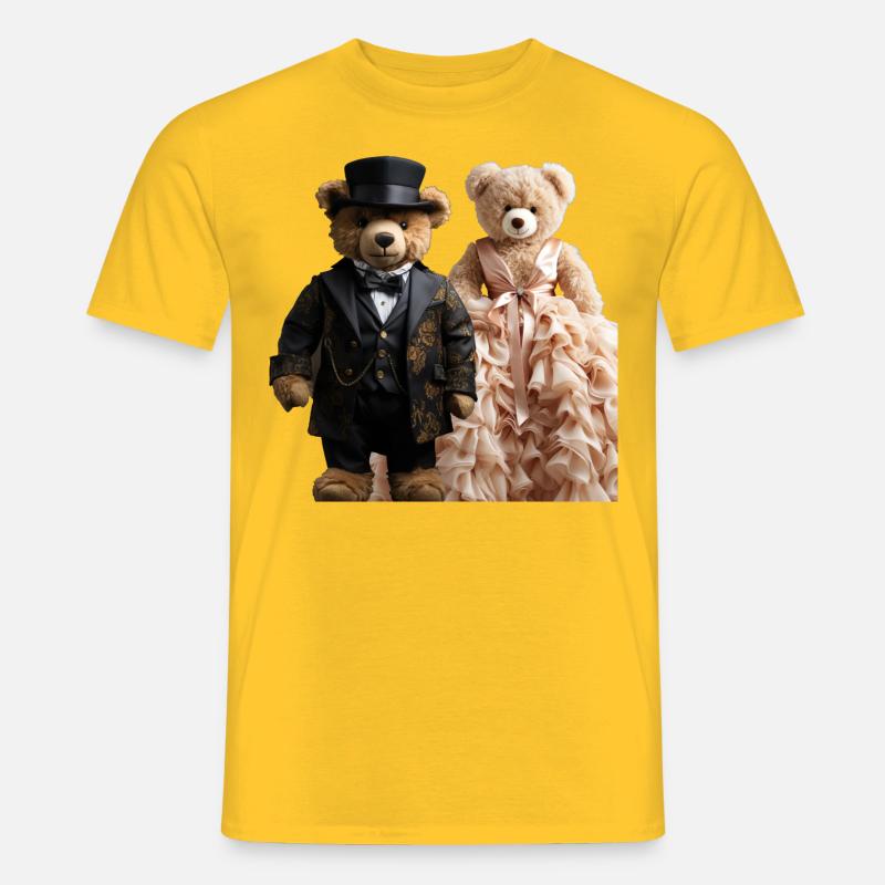 Two teddy bears newly married - Men’s T-shirt - yellow