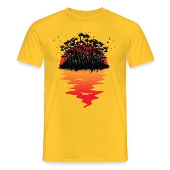 Karibik Insel Sonne Sonnenuntergang Urlaub Natur - Männer T-Shirt - Gelb - Vorne - AI Model Male 178 dark (178cm)