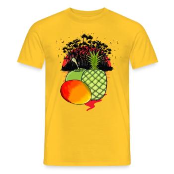Caribbean, Island, Fruits, Fruits, Vitamins, Summer, Food - Men's T-Shirt - yellow - Front - AI Model Male 178 dark (178cm)