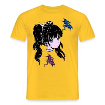 Mädchen Drachen Fantasy Märchen Kinder Kind Fabel - Männer T-Shirt - Gelb - Vorne - AI Model Male 178 dark (178cm)