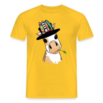 Hippie Pony Fohlen Pferd Ross Federn Gaul - Männer T-Shirt - Gelb - Vorne - AI Model Male 178 dark (178cm)