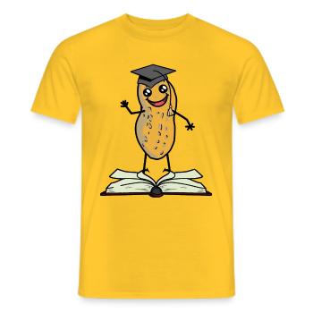 Peanut scholar student learn book teacher nut - Men's T-Shirt - yellow - Front - AI Model Male 178 dark (178cm)