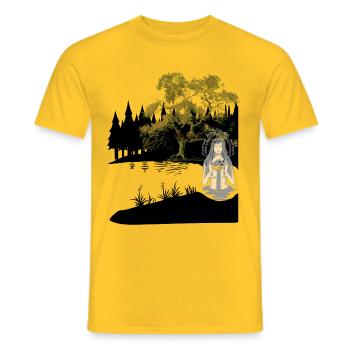 Fille, Sensuelle, Nature, Eau, , Fable, Fantaisie - T-shirt homme - jaune - Devant - AI Model Male 178 dark (178cm)