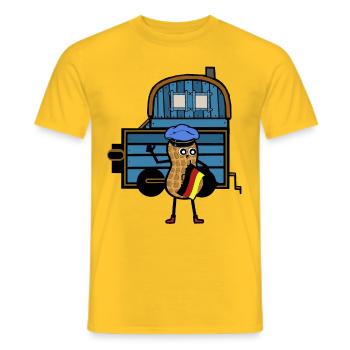 Peanut Germany Train Locomotive Railway Job - Men's T-Shirt - yellow - Front - AI Model Male 178 dark (178cm)