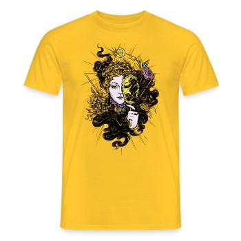 Dark Fantasy Magisch Magie Märchen Horror - Männer T-Shirt - Gelb - Vorne - AI Model Male 178 dark (178cm)