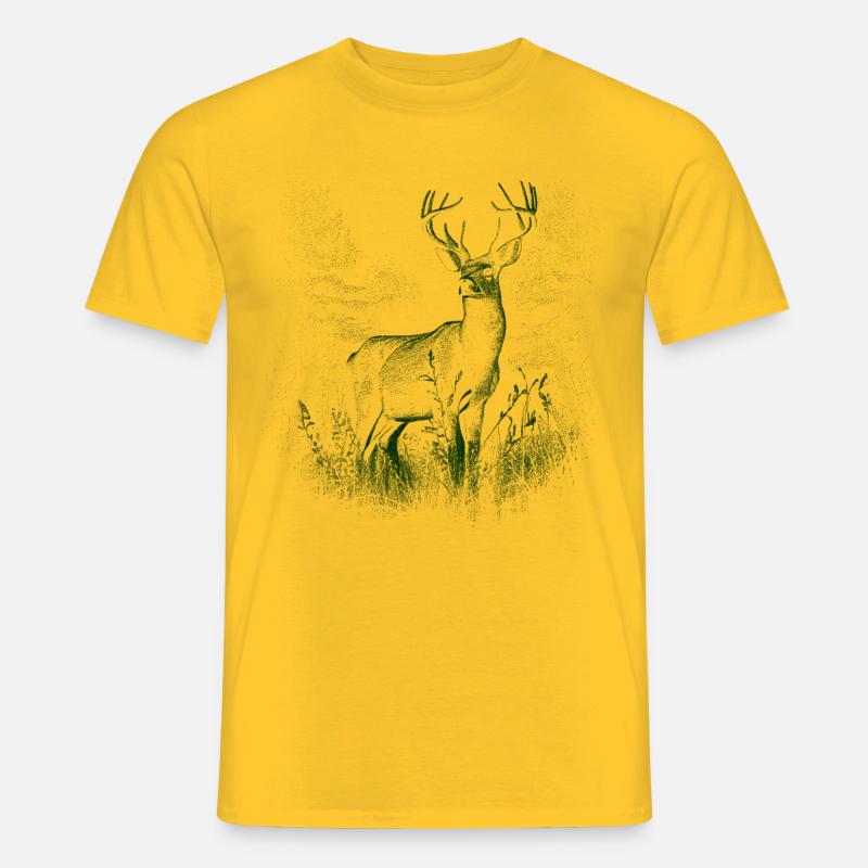 Hirsch Geweih Rotwild - Männer T-Shirt - Gelb
