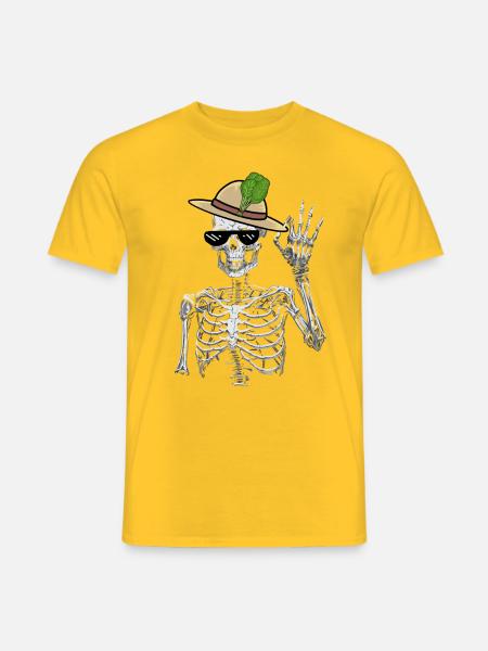 Skelett Gärtner Spinat Gärtnern Mime Vegetarier - Männer T-Shirt - Gelb