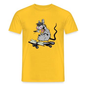 Gelehrter Student lernen Ratte Skater Jugendlicher - Männer T-Shirt - Gelb - Vorne - AI Model Male 178 dark (178cm)