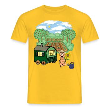 Construction Trailer, Gardener, Peanut, Vegetable, Flowers - Men's T-Shirt - yellow - Front - AI Model Male 178 dark (178cm)
