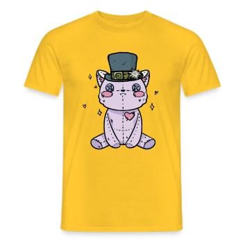 niedliche Stofftier Katze Halloween Katzen - Männer T-Shirt - Gelb - Vorne - AI Model Male 178 dark (178cm)