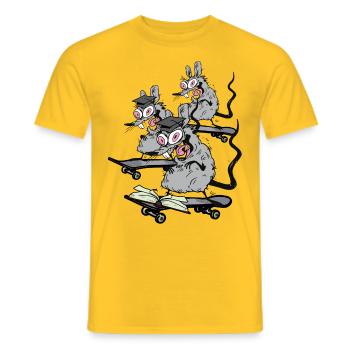 Skaters, Rats, Students, University, School, Skating, Kids - Men's T-Shirt - yellow - Front - AI Model Male 178 dark (178cm)