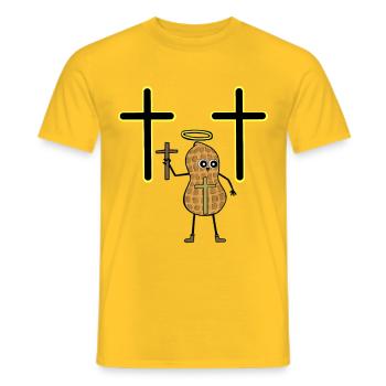 Peanut Halo Crosses Cross Crucifix - Men's T-Shirt - yellow - Front - AI Model Male 178 dark (178cm)