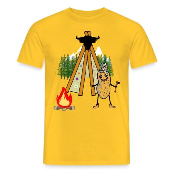 Teepee Peanut Wild West Campfire Warrior Nut - Men's T-Shirt - yellow - Front - AI Model Male 178 dark (178cm)