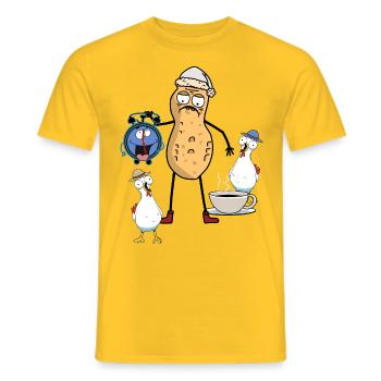 Peanut Early Riser Late Riser Morning Grouch - Men's T-Shirt - yellow - Front - AI Model Male 178 dark (178cm)