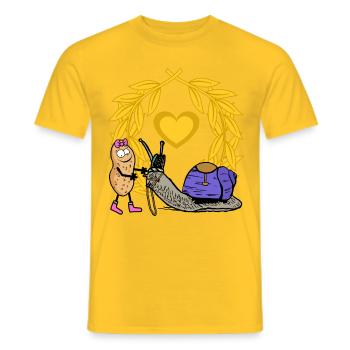 Cacahuète Cheval Cheval Fille Cavalier Escargot - T-shirt homme - jaune - Devant - AI Model Male 178 dark (178cm)