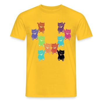 Cats Cat Different Different Colorful Kittens - Men's T-Shirt - yellow - Front - AI Model Male 178 dark (178cm)