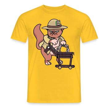 Katze Reiter Reiterin Pferd Pferde Gaul reiten - Männer T-Shirt - Gelb - Vorne - AI Model Male 178 dark (178cm)