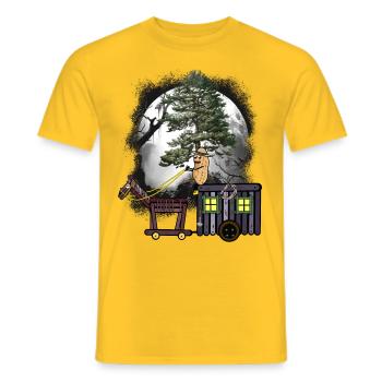 Halloween Reise Erdnuss Pferd Kutsche Wald Natur - Männer T-Shirt - Gelb - Vorne - AI Model Male 178 dark (178cm)