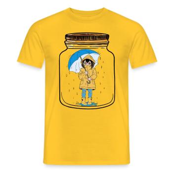Girl Child Umbrella Rain Weather - Men's T-Shirt - yellow - Front - AI Model Male 178 dark (178cm)
