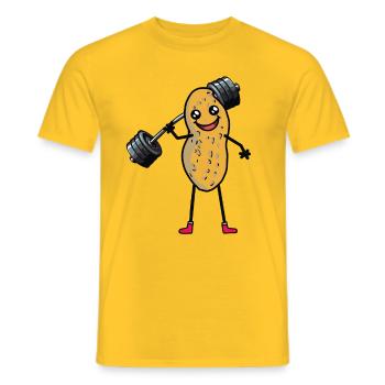 Exercice de musculation de cacahuète Haltères de gymnastique Entraînement d’haltères - T-shirt homme - jaune - Devant - AI Model Male 178 dark (178cm)