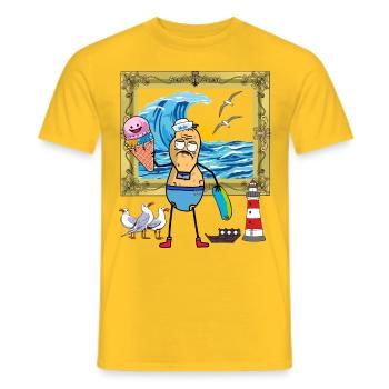 cacahuète drôle prêt pour les vacances faillite vacances à la maison - T-shirt homme - jaune - Devant - AI Model Male 178 dark (178cm)