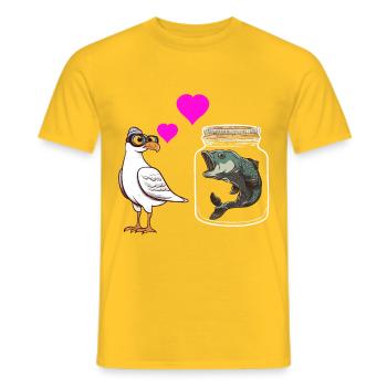 Seagull Loves Fish Fish Maritime Sailor - Men's T-Shirt - yellow - Front - AI Model Male 178 dark (178cm)