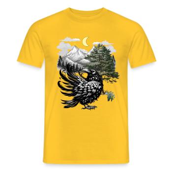 Nature Raven Raven Crow Crows Mountains - Men's T-Shirt - yellow - Front - AI Model Male 178 dark (178cm)